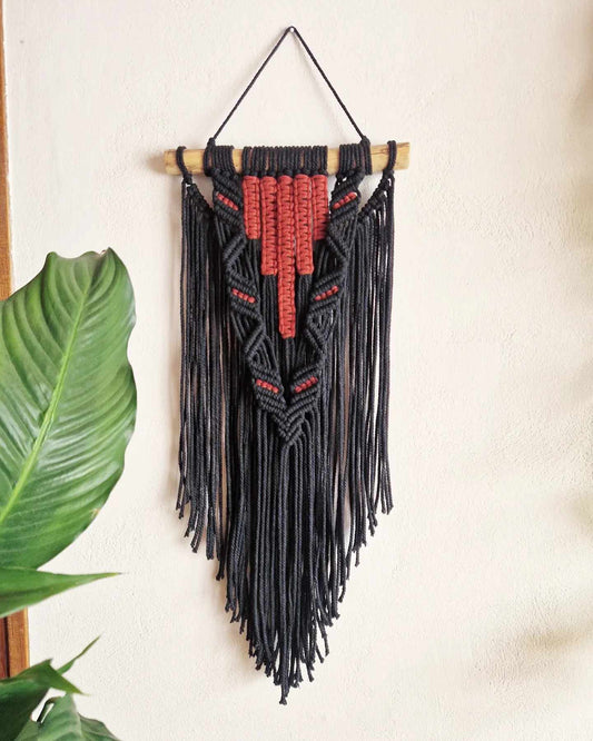 Macramé mural - Noir et Terracotta