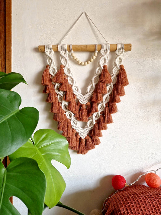 Macramé mural - Ecru et Caramel
